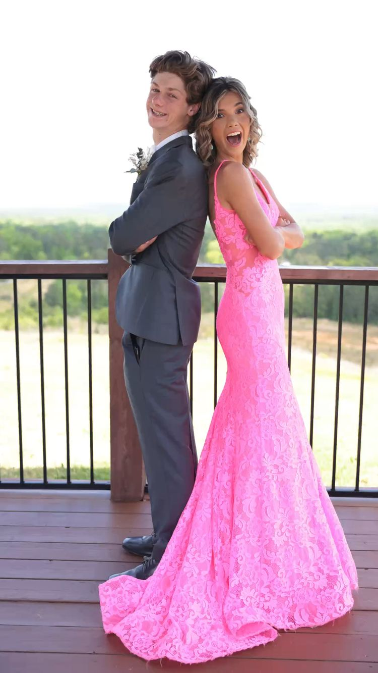 Chic Pink V Neck Mermaid Prom Dress,Lace Prom Gown,Pink Graduation Dress Y2235