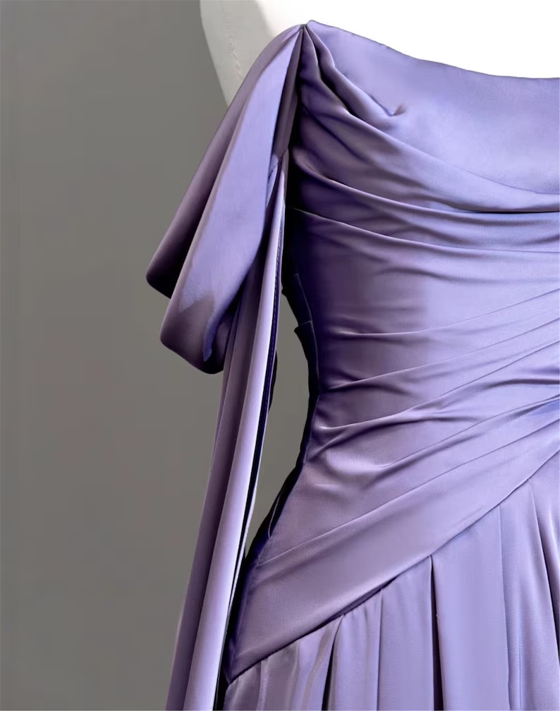 Modest Purple Satin Long Prom Dress,Purple Evening Dress Y2589