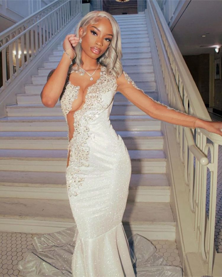 Shining mermaid prom dress with train Y4203