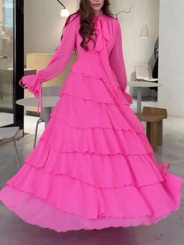 Chic Chiffon Layered Spliced Ruffles Prom Dress Evening Dress Y7640