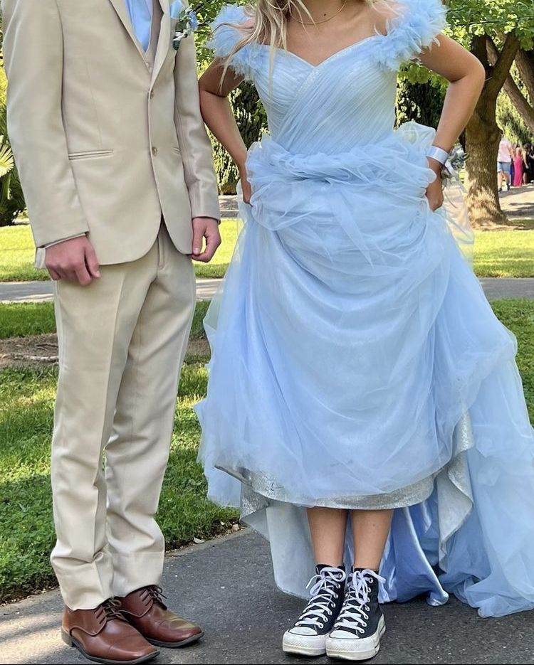 Elegant Off Shoulder Blue A Line Prom Dress,Blue Graduation Dress Y4438