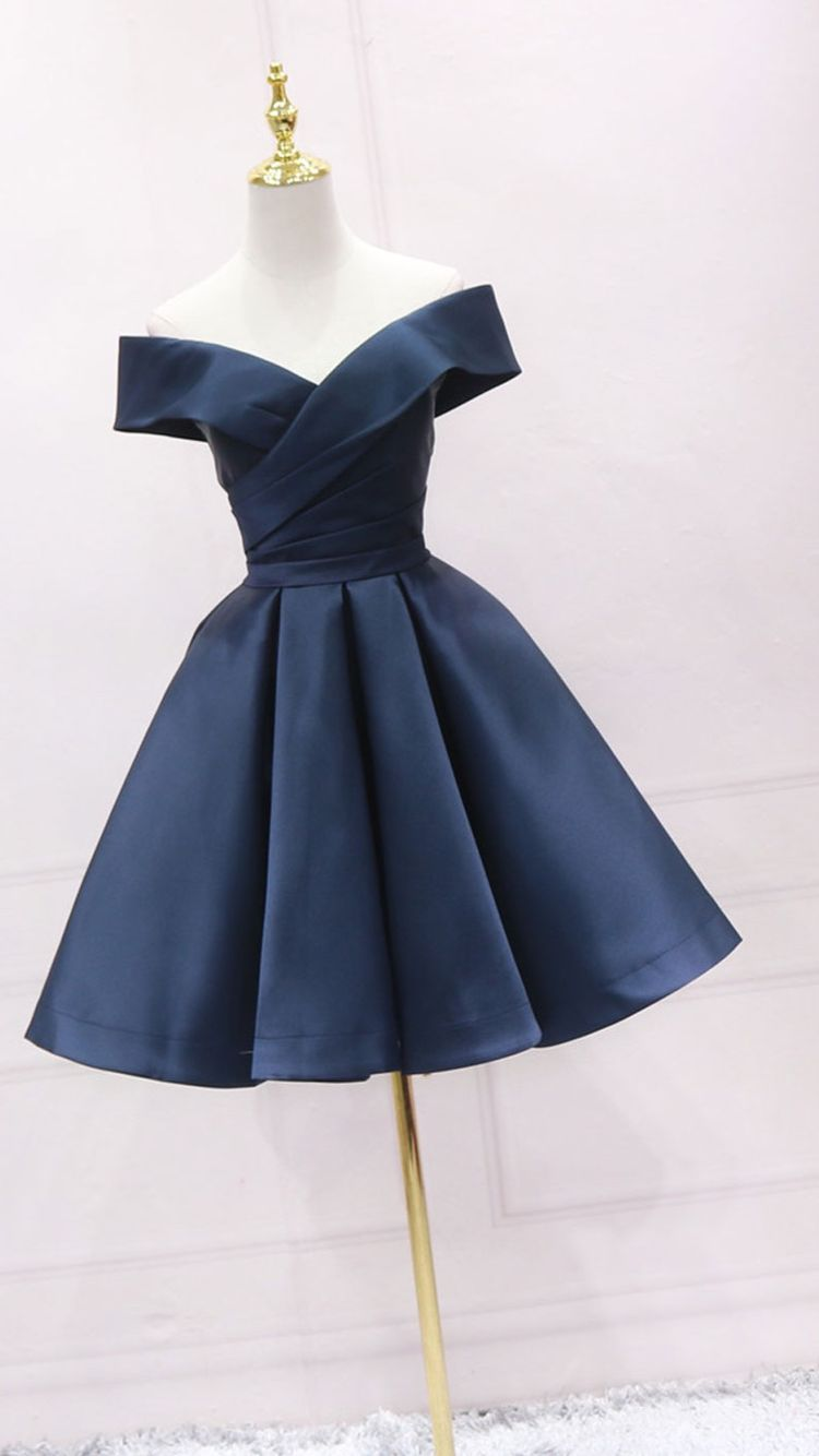 Simple Navy Blue Short Homecoming Dress Ruffle Mini Party Gowns Custom Made Women Party Gowns ,Short Graduation Dress Y2123