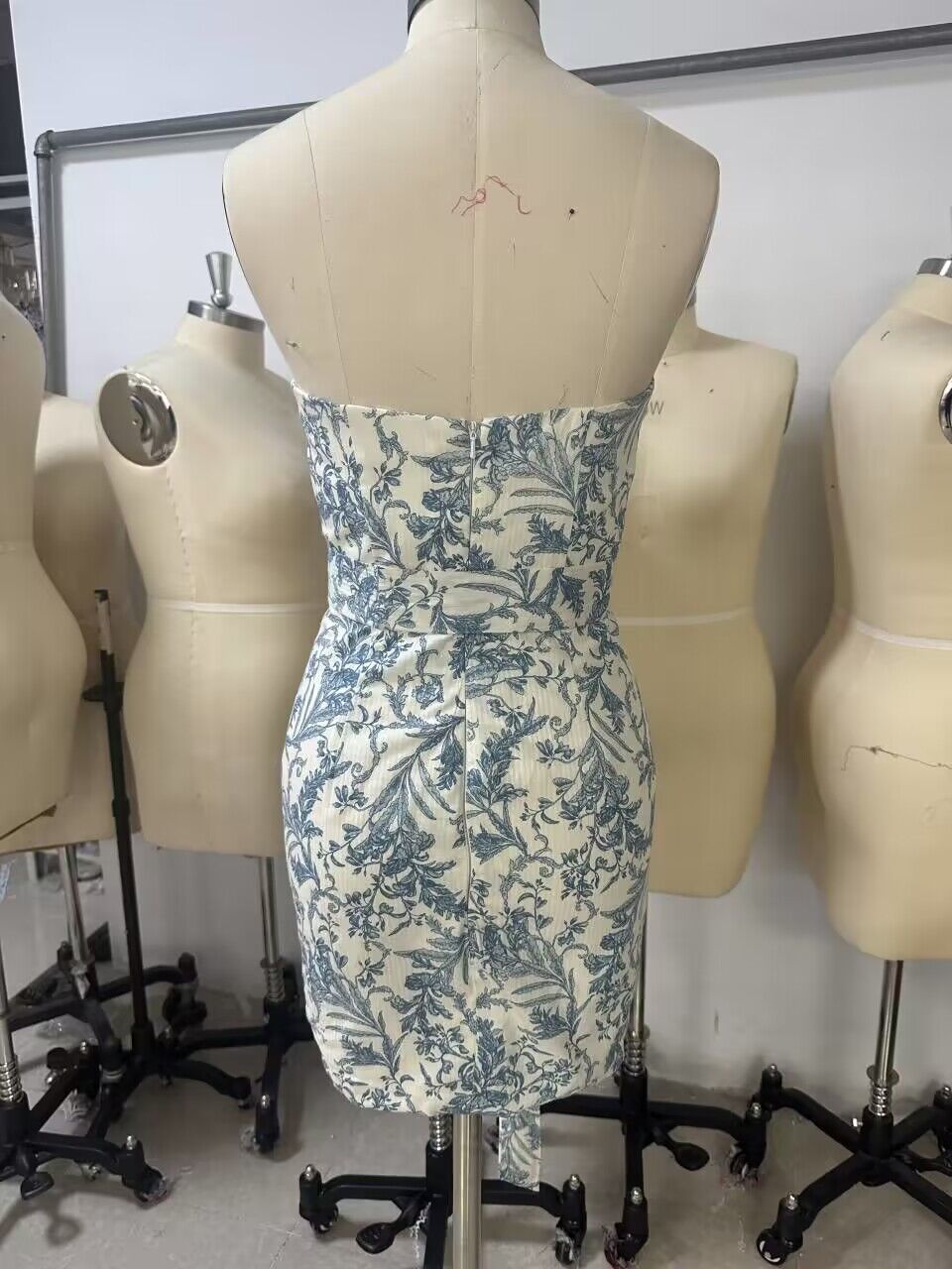 Print Floral Short Homecoming Dress,Strapless Party Dress Y3080