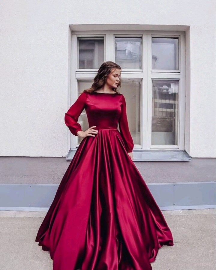 Modest A-Line Long Sleeves Prom Dress,Wedding Guest Outfit Y5002
