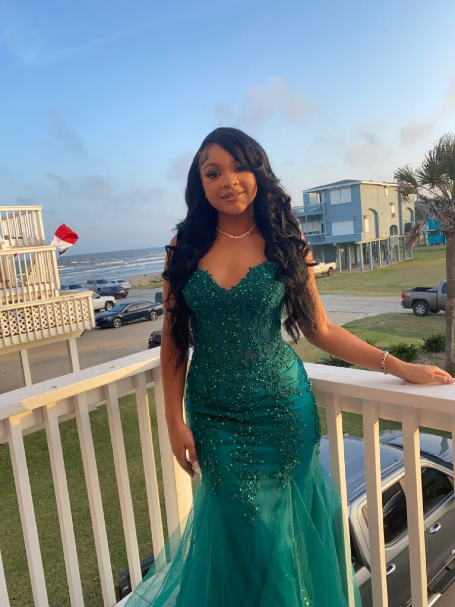 Dark Green Mermaid Tulle Lace Prom Dress Winter Formal Gown Y4169