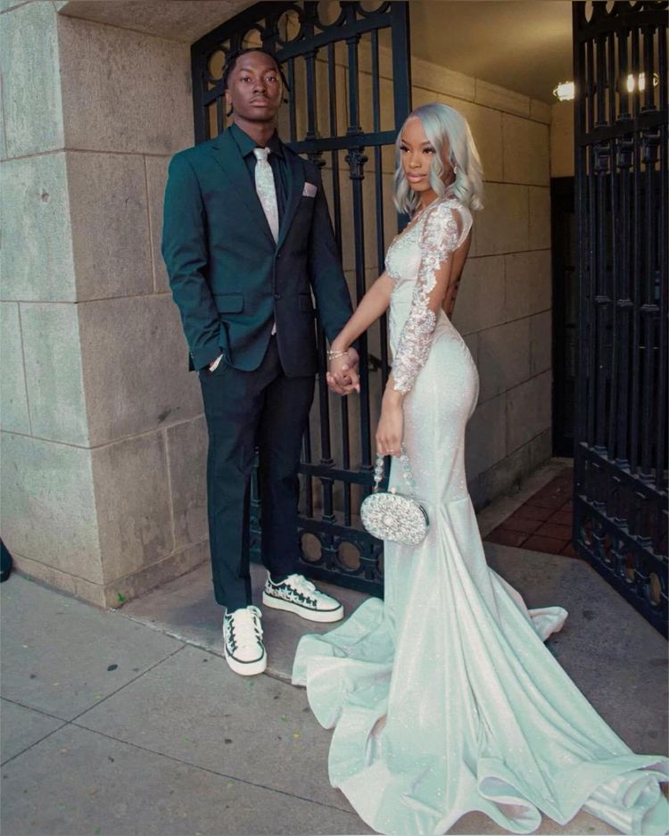 Shining mermaid prom dress with train Y4203
