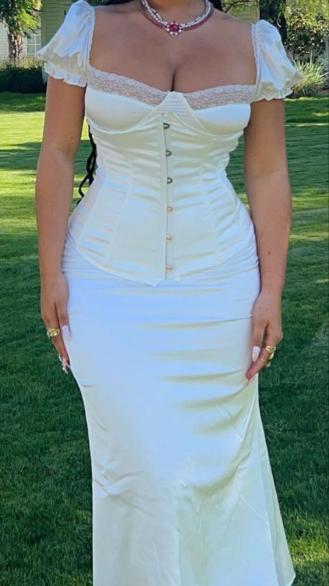 Vintage White Mermaid Prom Dress,Wedding Guest Dress Y4547