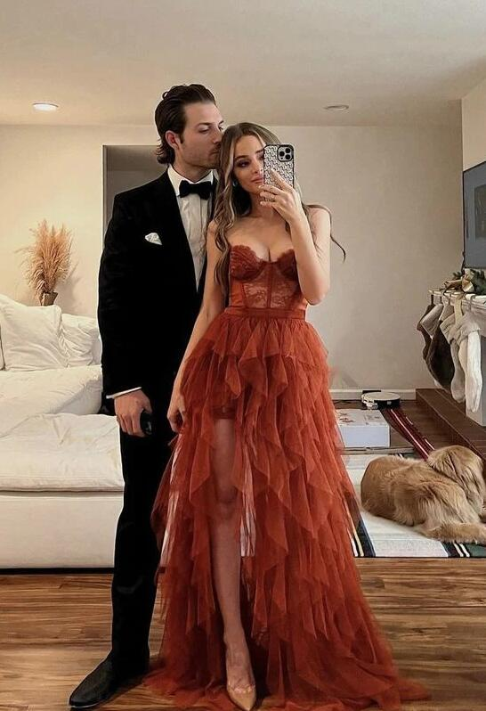 A-Line Sweetheart Lace and Tulle Prom Dresses Formal Evening Gowns Y4268