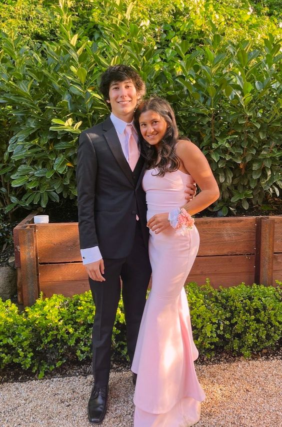 Elegant Pink Mermaid Prom Dress,Pink Graduation Dress Y4171