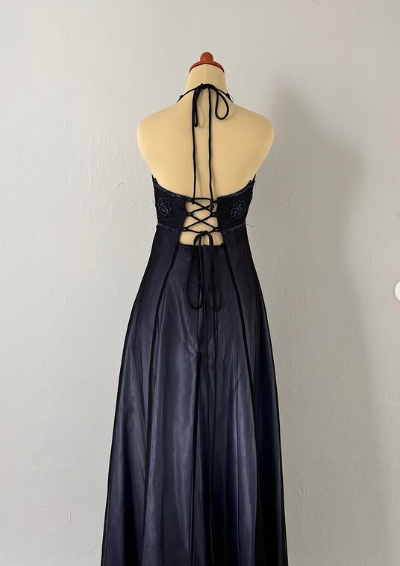 Vintage V Neck A Line Formal Prom Dress Sexy Evening Gown Y7914