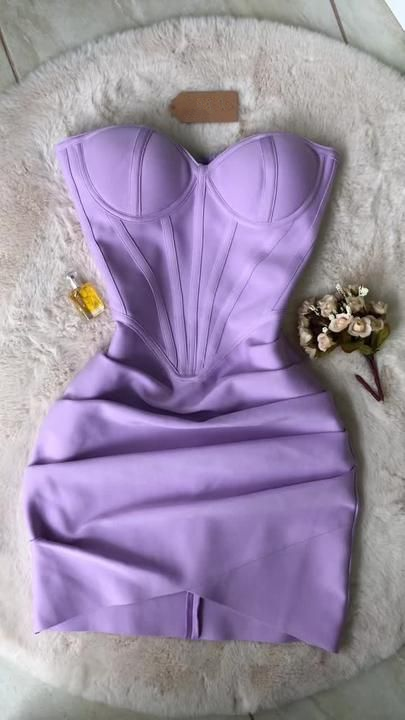 Lavender Strapless Draped Mini Bandage Dress,Lavender Homecoming Dress Y4037