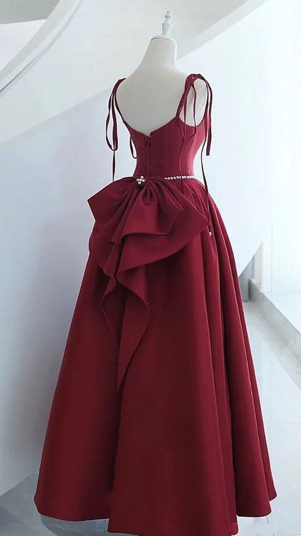 Sleeveless Evening Dress Satin A-Line Spaghetti Strap Square Collar Floor-Length Backless Formal Party Prom Gowns Y4989