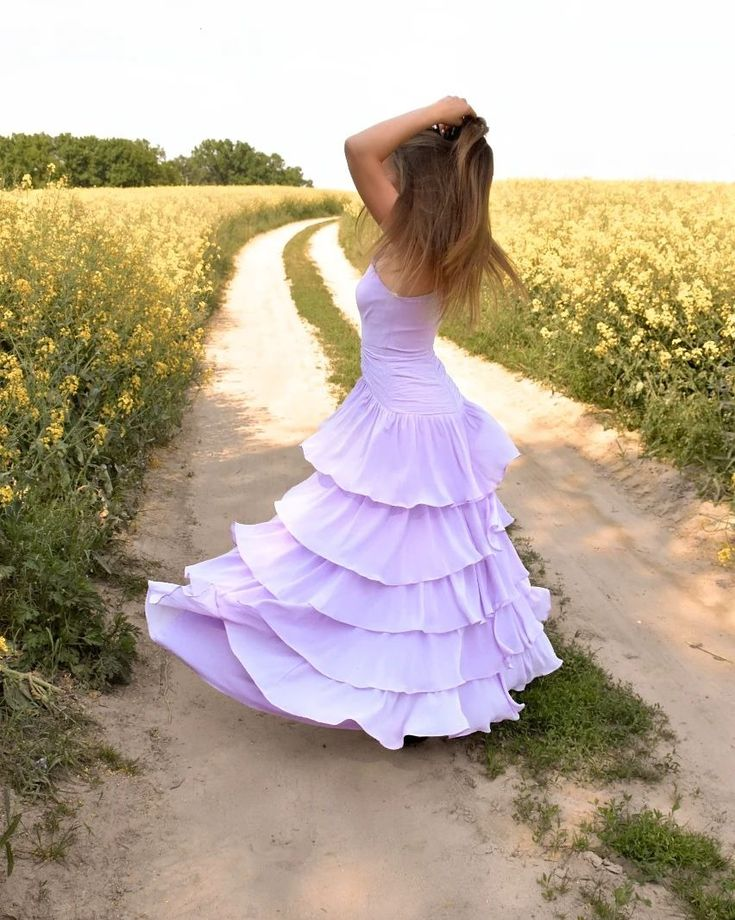 Elegant One Shoulder Chiffon Tiered Prom Dress Y4706