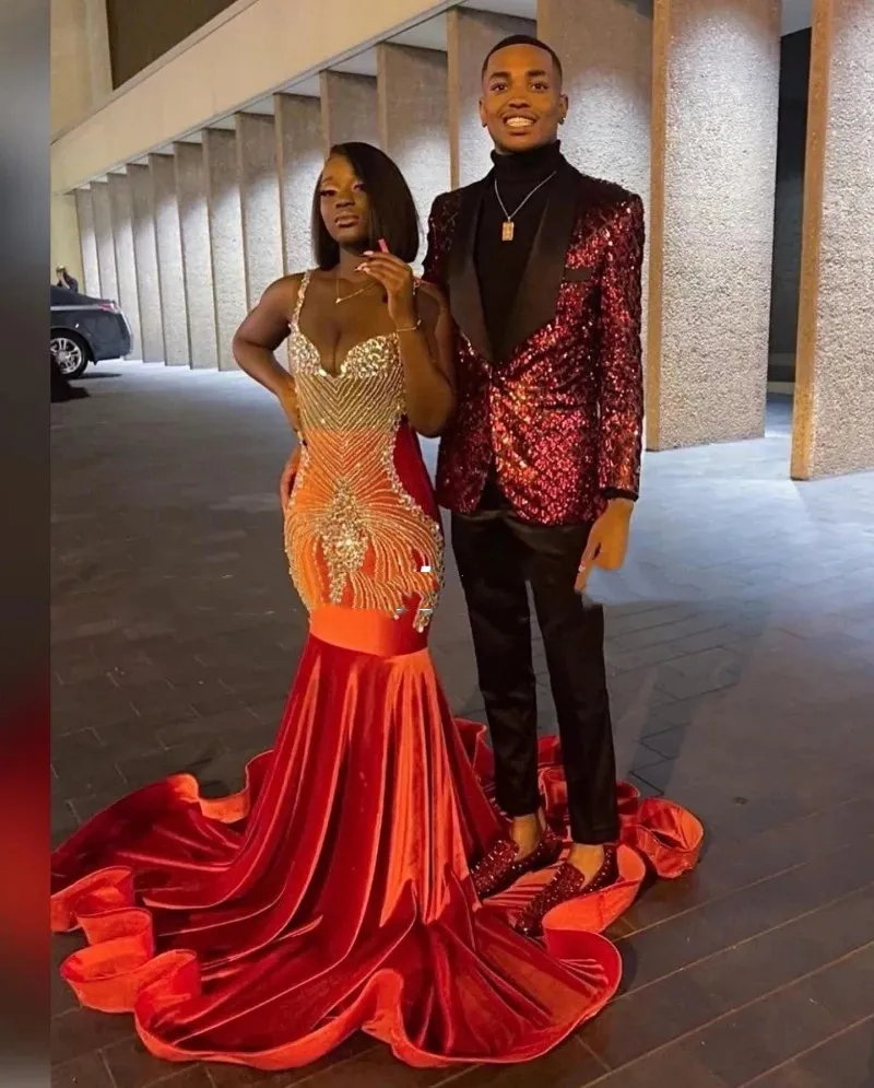 New Arrival Orange Mermaid Prom Dresses Black Girls Formal Party Dress Y66