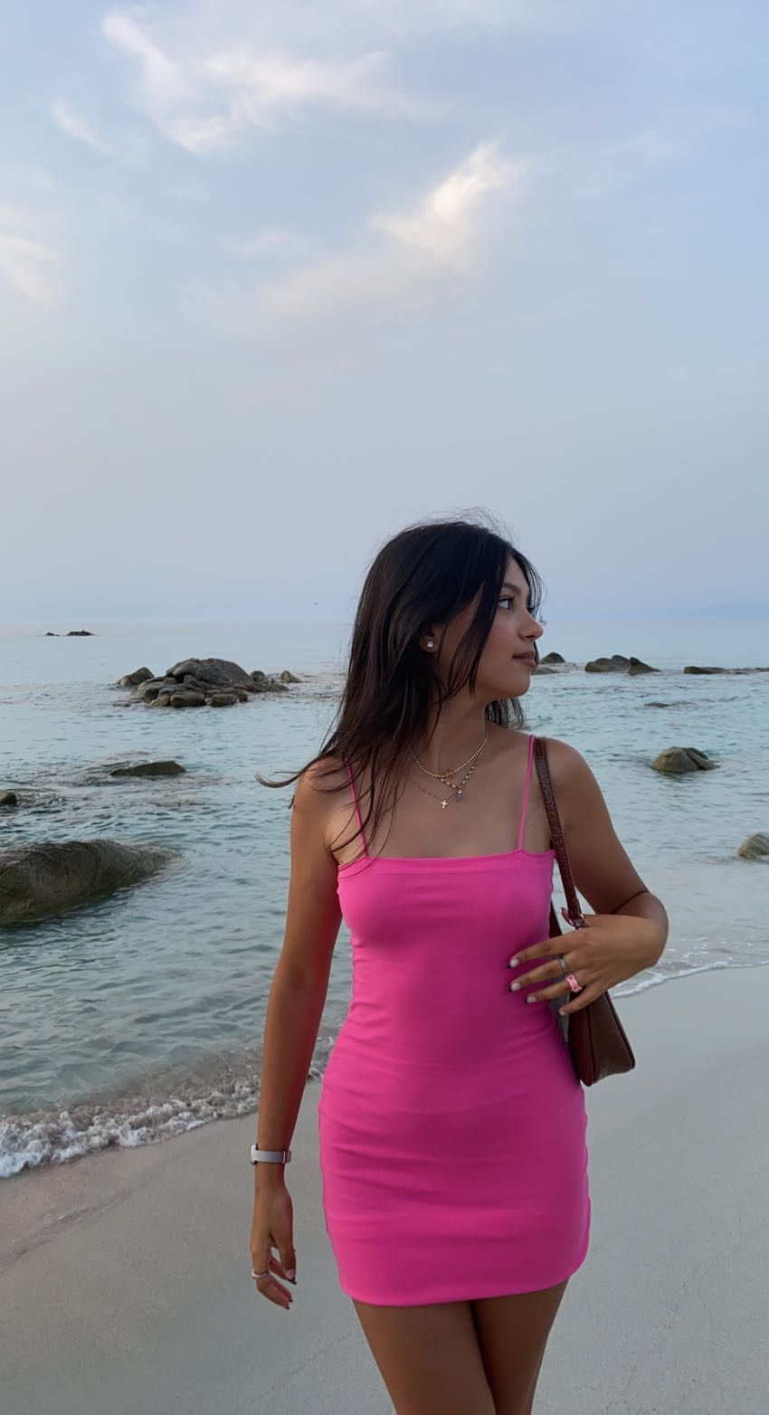 Hot Pink Spaghetti Straps Bodycon Dress,Sexy Tight Homecoming Dress Y2951