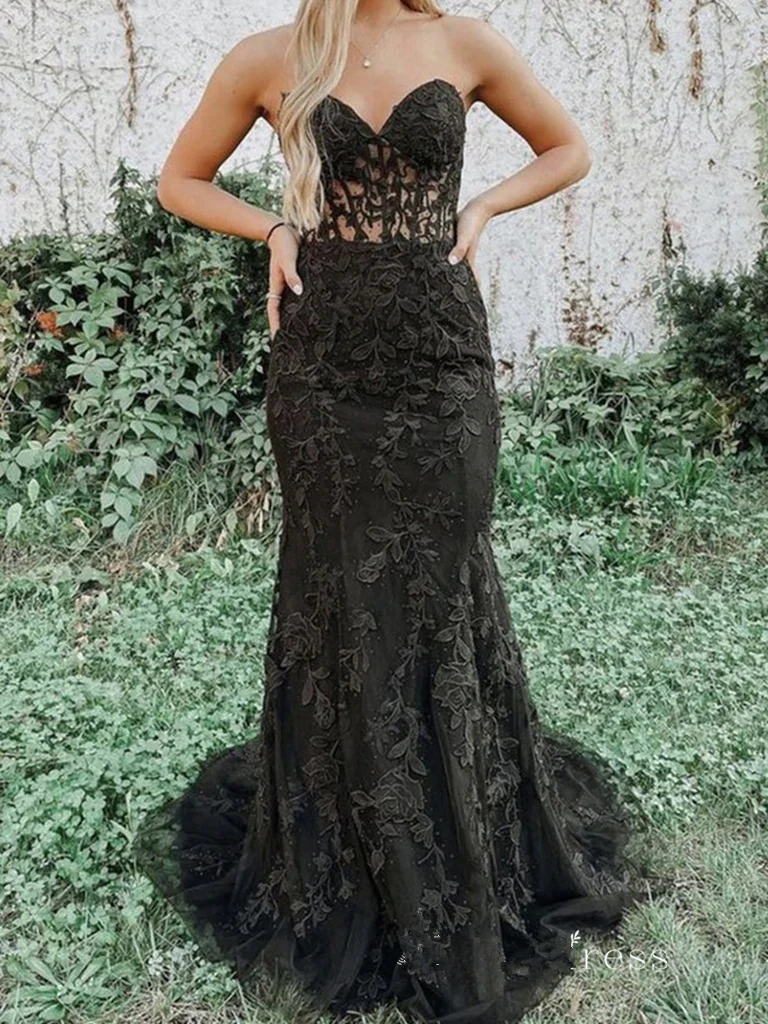 Sweetheart Neck Pink Mermaid Lace Prom Dresses, Pink Mermaid Lace Formal Graduation Dresses Y1549