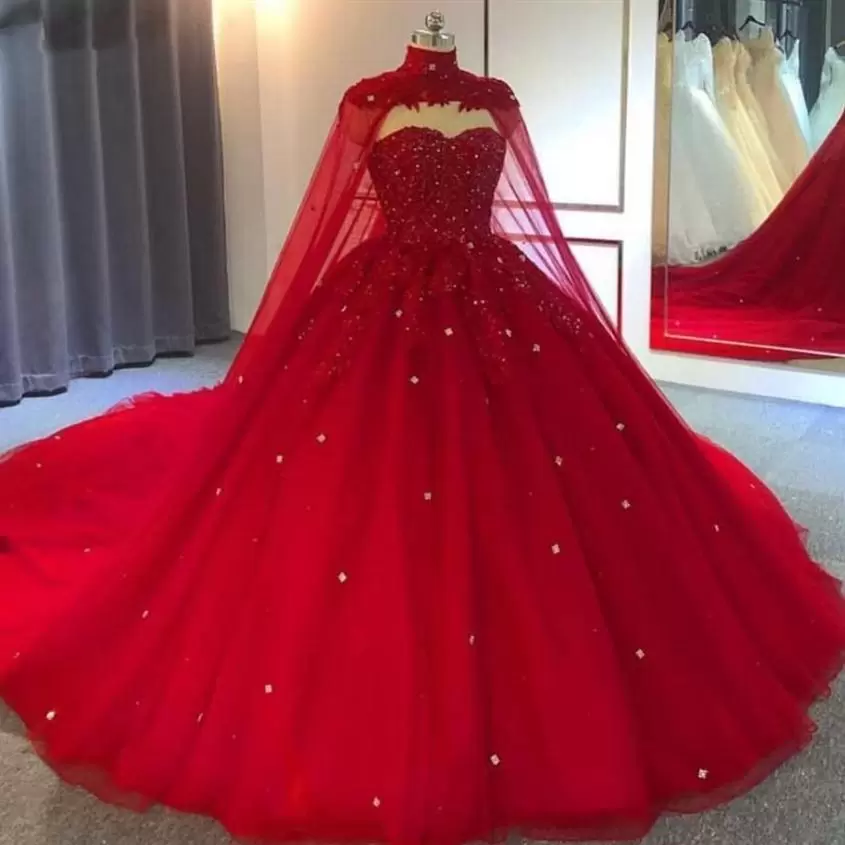 Royal Blue Tulle Ball Gown Prom Dress With Cape S8255