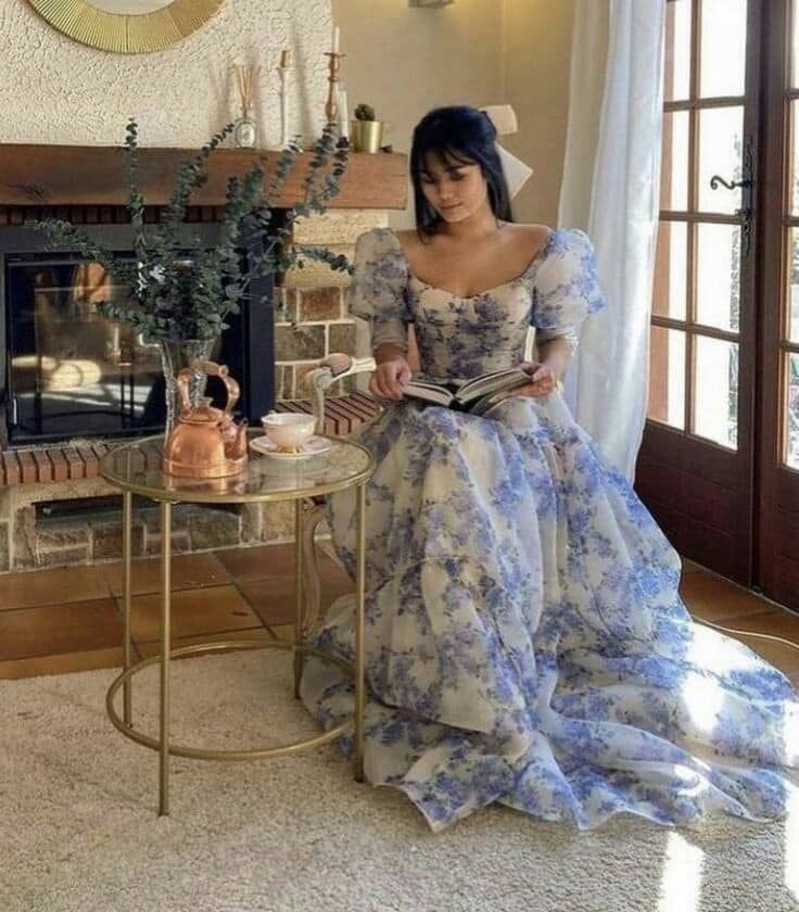 Vintage A-line Print Floral Prom Dress,Chic Summer Holiday Dress Y1749