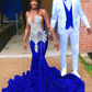 Royal Blue Sequins Mermaid Prom Dress Formal Evening Occasion Gowns Y6549