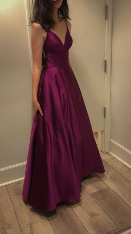 Satin Spaghetti Straps Elegant Long Evening Gown Women Sexy Prom Dress  Y7204