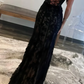 Black Evening Dress, Sexy Strapless Sweetheart Lace Slit Mermaid Prom Dress Y8017