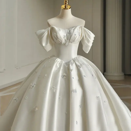 Heavy Industry Luxury Satin Tail Wedding Dress Y6858