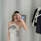Sexy Halter Satin Lace Party Evening Dress Y8169