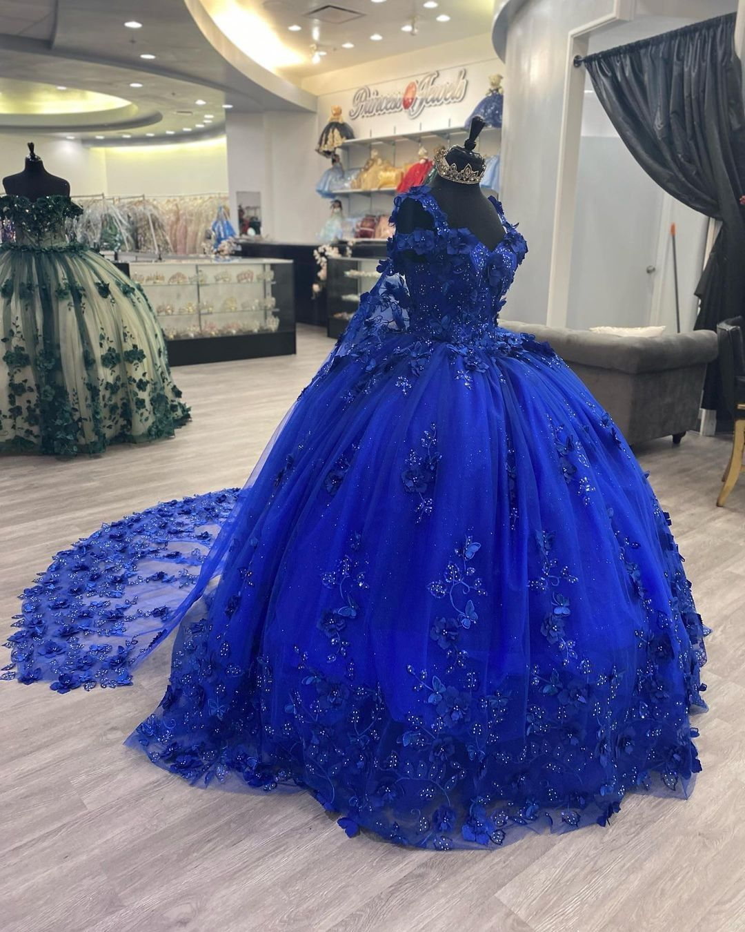 Royal Blue Sweet 16 Princess Ball Gown Quinceanera Dresses with Train for Girls Prom Party Evening Long,Y2479