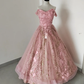 Light Blue Off The Shoulder Tulle Lace Appliques Princess Dresses Glitter Ball Gown Y8129