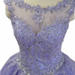 Gorgeous Cap Sleeves Lavender Ball Gown Quinceanera Dresses Lace Appliqued Sweet 16 Dress Y7341