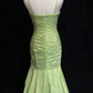 Vintage Green Mermaid Satin Beaded Sequin Evening Dress,Spaghetti Strap Long Prom Dress Y8556