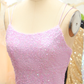 Lilac Sequins A-Line Lace-Up Homecoming Dress Y2994