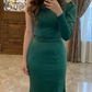Charming Green One Sleeve Mermaid Prom Dress,Green Evening Gown Y5520