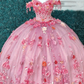 Off The Shoulder Ball Gown with 3D Flower Sweet 16 Quinceanera Gown Y2633