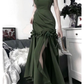 Chic Green Spaghetti Straps Mermaid Prom Dress,Green Evening Dress Y5182