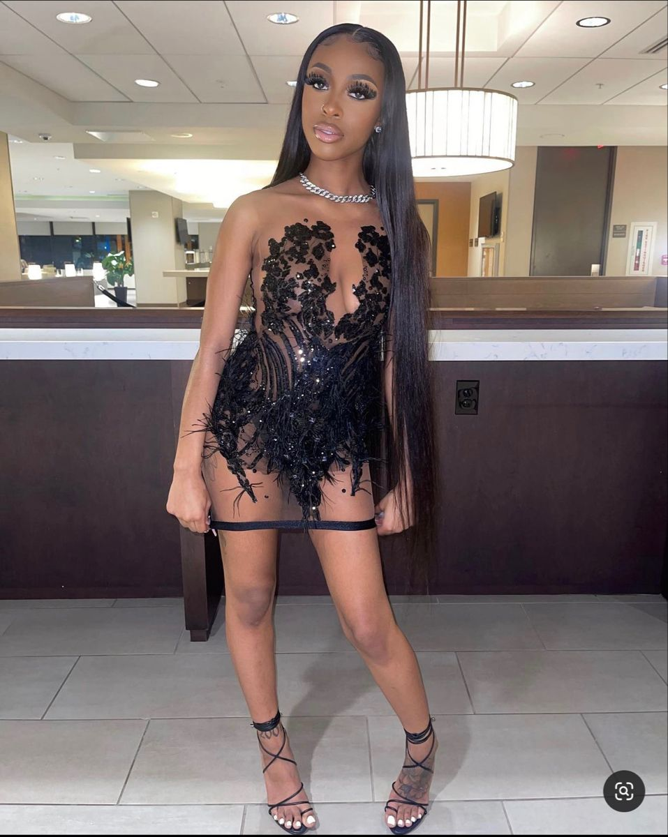 Sexy Black Homecoming Dress,23th Birthday Outfit Dress For Black Girls Y2233