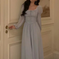 Grey Lace Chiffon Long Sleeves Party Dress Elegant Prom Evening Dress Y8021