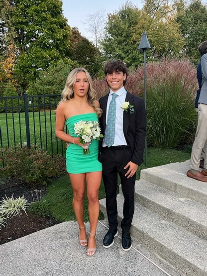 Sexy Green Strapless Homecoming Dress,Green Mini Dress Y4009
