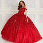 Emerald Green Hand Beaded Flower Ball Gown Quinceanera Dress Off Shoulder Sweetheart Gown Y293