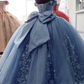 Big Bow Floral Flower Lace Applique Quinceanera Dresses Off Shoulder Sweet 16 Dress Ball Gown Y4263