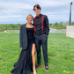 Strapless Mermaid Black Lace Long Prom Dresses with High Slit, Mermaid Black Formal Graduation Evening Dresses  Y4782