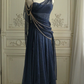 Vintage Pink One Shoulder Chiffon Evening Dress A Line Prom Dress Y7791
