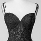 Black Tulle With Lace Straps A-line Prom Dress, Black Long Party Dress Y6139
