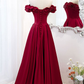 A-Line Off Shoulder Satin Long Prom Dress,Satin Evening Dress Y6340