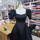 Women Retro Black Puff Sleeve Midi Dress Square Collar A-line Homecoming Dress Y4960