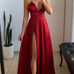 A-line Spaghetti Straps Side Slit Simple Cheap Long Evening Prom Dresses Y4596