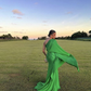 Green One Sleeve Evening Dress With Split,Gala Dress  Y5584