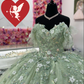 Sage Green Quinceanera Dresses With 3D Flowers Sweet 15 Birthday Ball Gown Y2614