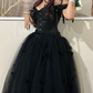Charming A-line Black Prom Dress,Goth Prom Gown Y7355