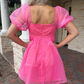 Organza Pink Baby Doll Dress,Pink Birthday Dress,Pink Homecoming Dress  Y2060